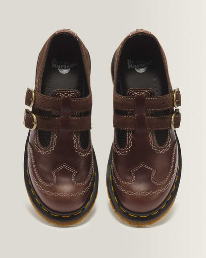 8065 Desert Rodeo Leather & Suede Mary Jane Shoes — DARK BROWN