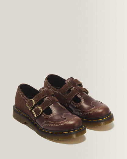 8065 Desert Rodeo Leather & Suede Mary Jane Shoes — DARK BROWN