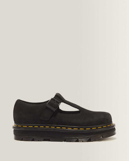 Zebzag Milled Nubuck Mary Jane Shoes — Black