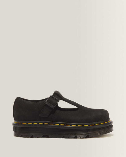 Zebzag Milled Nubuck Mary Jane Shoes — Black
