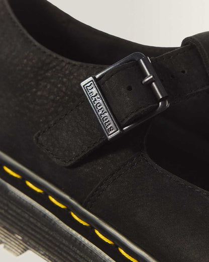 Zebzag Milled Nubuck Mary Jane Shoes — Black