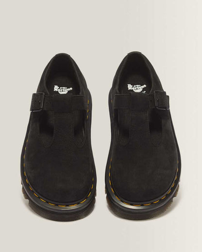 Zebzag Milled Nubuck Mary Jane Shoes — Black