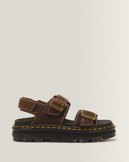 Zebzag Crazy Horse Leather Sandals — Dark Brown