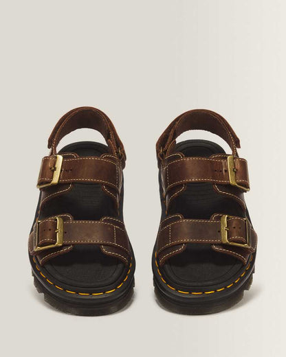 Zebzag Crazy Horse Leather Sandals — Dark Brown