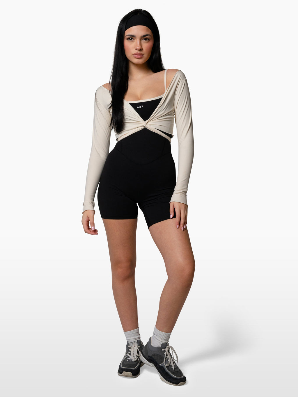 The Shorts Onesie / Black-Cream