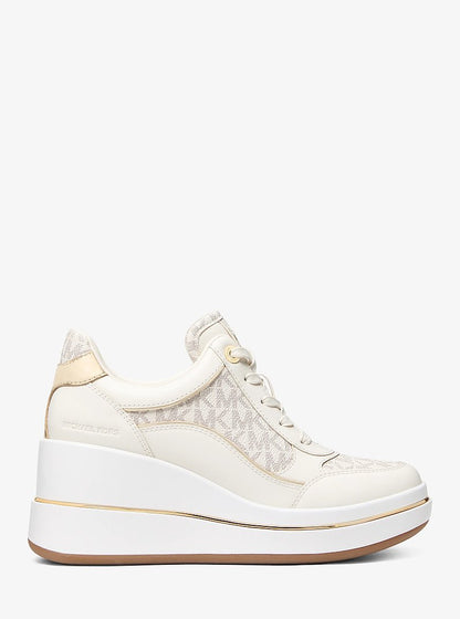 Emmy Signature Logo and Leather Wedge Trainer