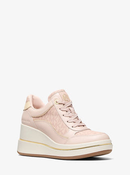Emmy Signature Logo and Leather Wedge Trainer