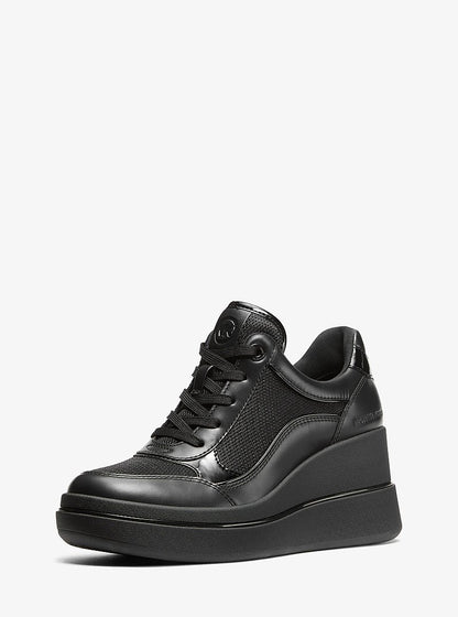 Emmy Leather and Mesh Wedge Trainer