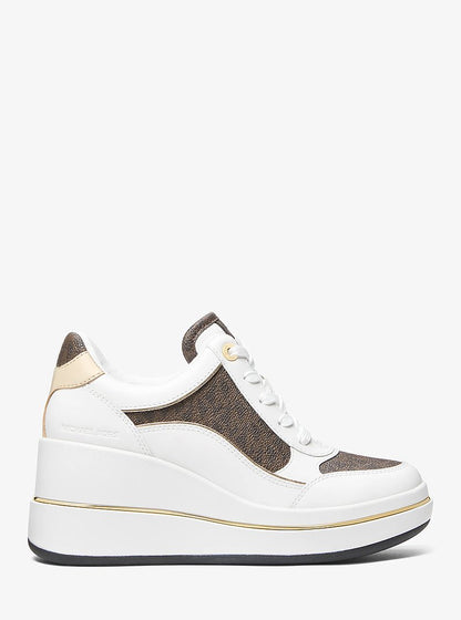 Emmy Signature Logo and Leather Wedge Trainer