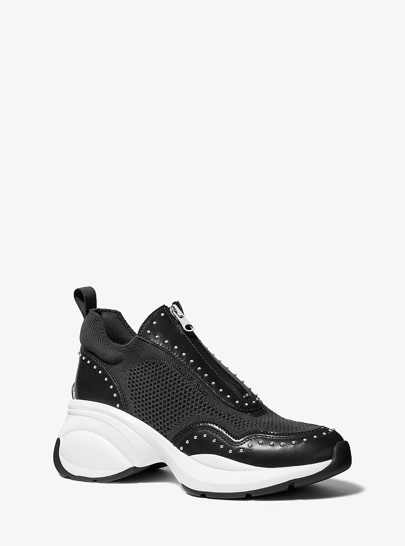 Zuma Studded Mixed-Media Trainer