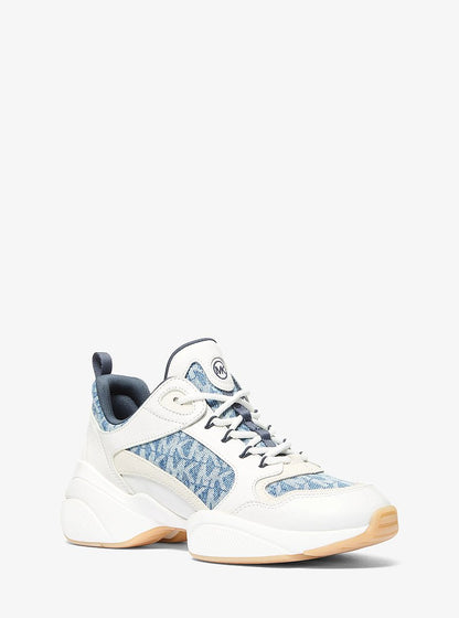 Bowie Signature Logo Print Denim Trainer