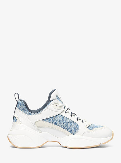 Bowie Signature Logo Print Denim Trainer