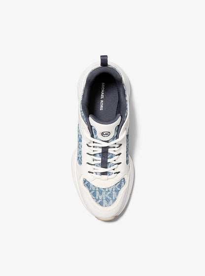 Bowie Signature Logo Print Denim Trainer