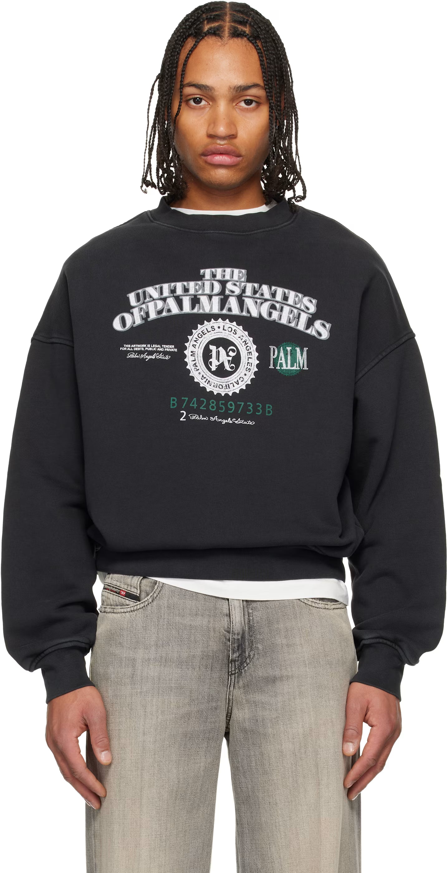 Black Dollar Loose Crew Sweatshirt
