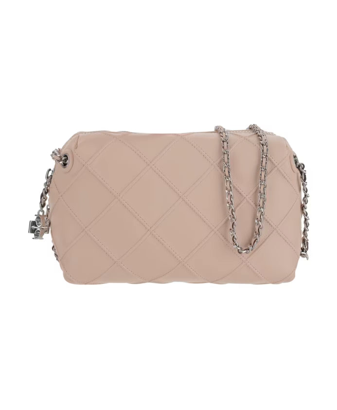 Pink Leather Shoulder Bag with Chain