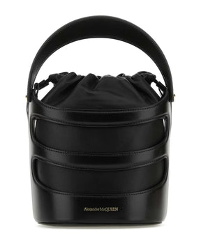Black leather The Rise bucket bag