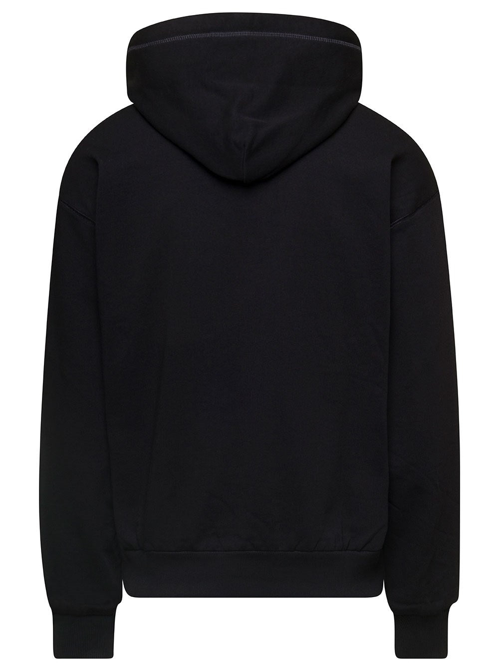 Dolce e gabbana Black Hoodie with Plated Logo on the Chest in Cotton Man