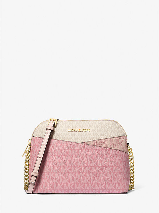 Jet Set Travel Medium Color-Block Signature Logo Crossbody Bag