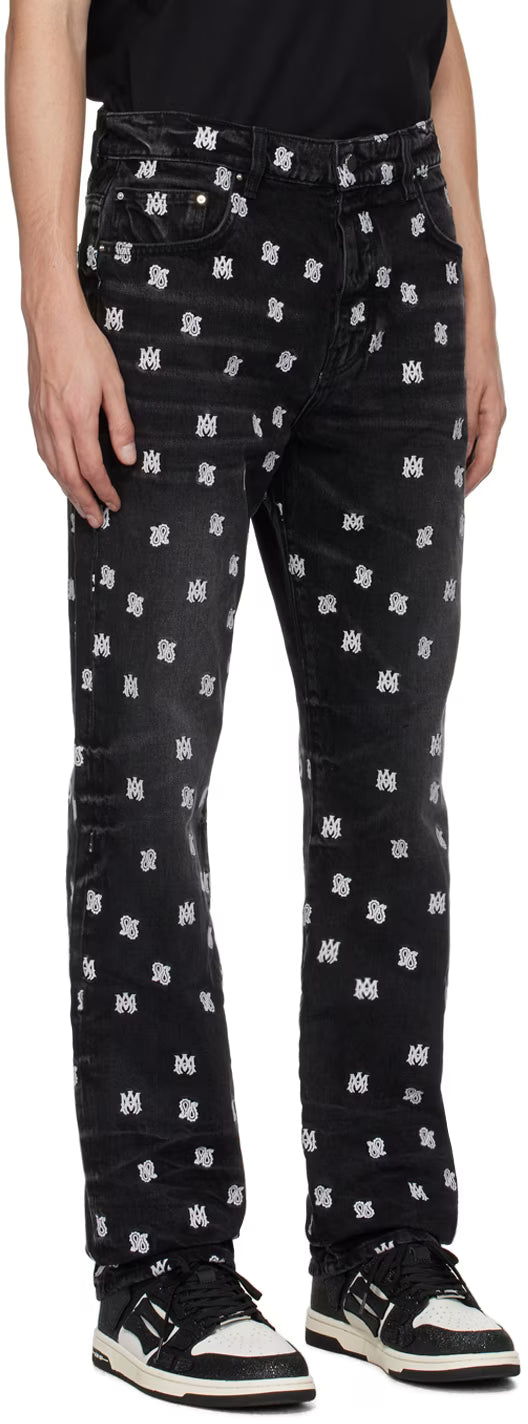 Black Embroidered Jeans
