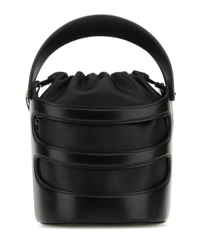 Black leather The Rise bucket bag