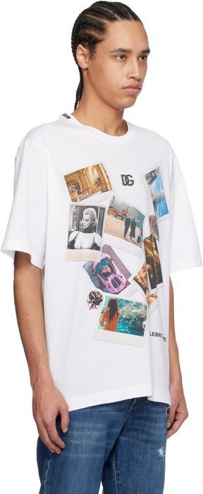 Dolce&Gabbana White Postcard Print Cotton T-shirt