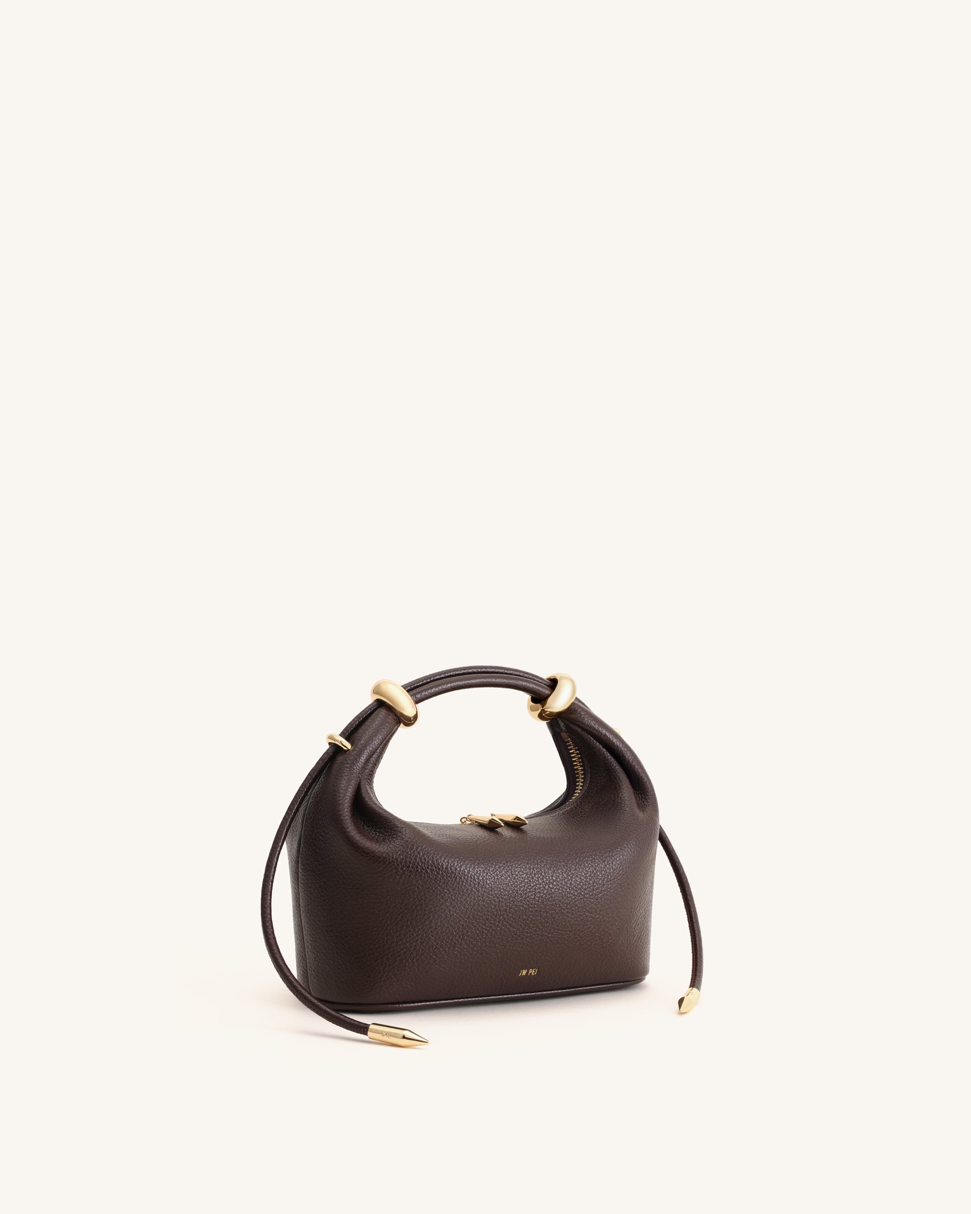 Ellie Metal Ring Embellished Top Handle Bag - Dark Brown