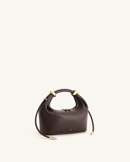 Ellie Metal Ring Embellished Top Handle Bag - Beige