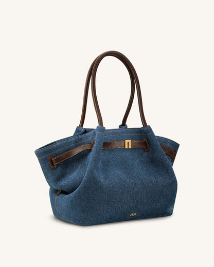 Hana Medium Denim Tote Bag - Blue Denim