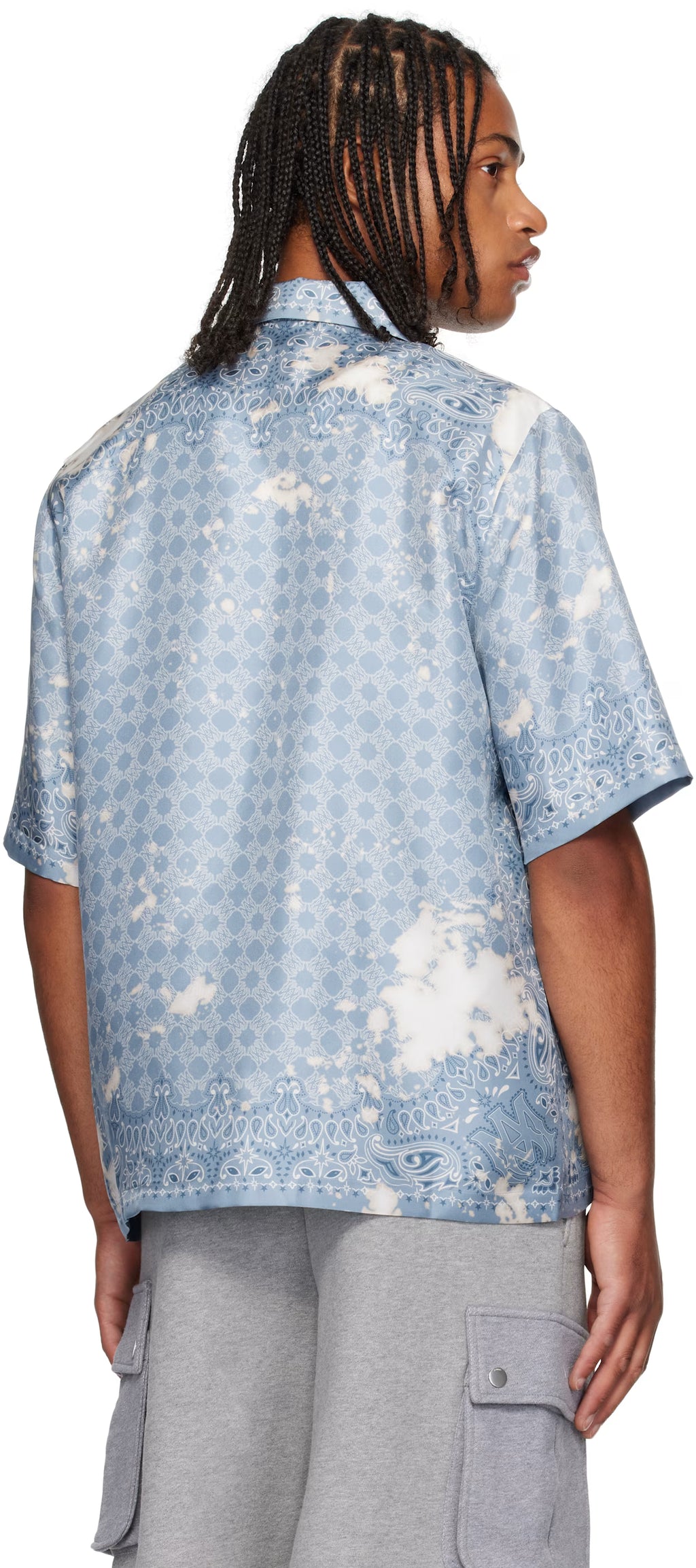 Blue Bleach Bandana Bowling Shirt