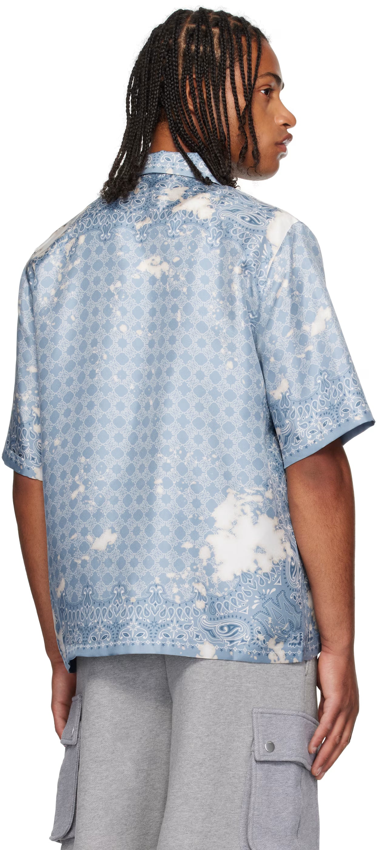 Blue Bleach Bandana Bowling Shirt