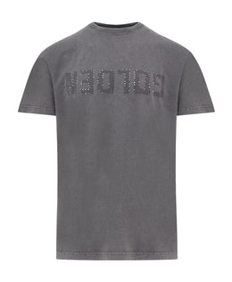 Golden Goose Printed Logo Crew Neck T-shirt Grey