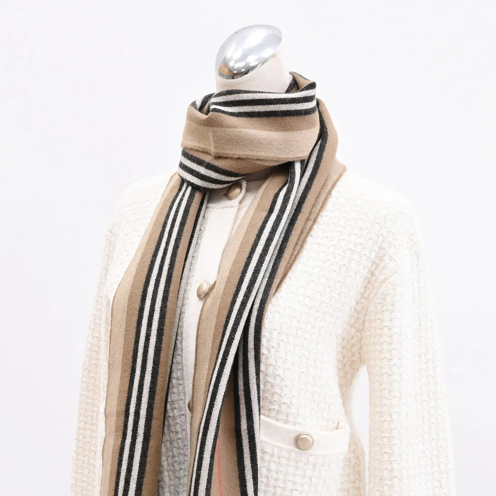 BURBERRYClassic striped double-sided printed wool long scarf