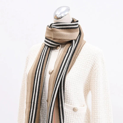 BURBERRYClassic striped double-sided printed wool long scarf