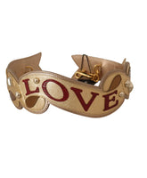 Gold Leather LOVE Patch Bag Shoulder Strap