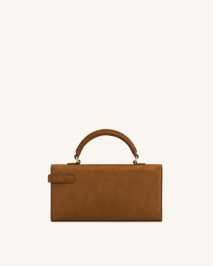 Keyla Faux Suede Top Handle Bag - Brown