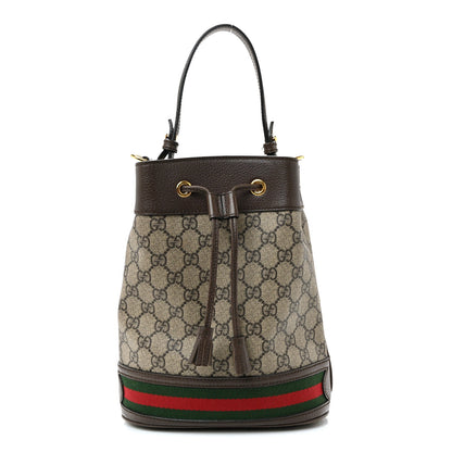 GG Supreme Monogram Web Small Ophidia Bucket Bag Brown