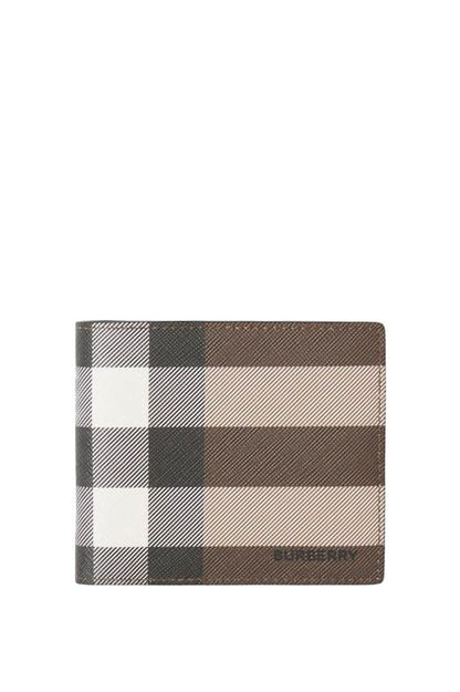Burberry International Checkered Bifold Wallet in Brown