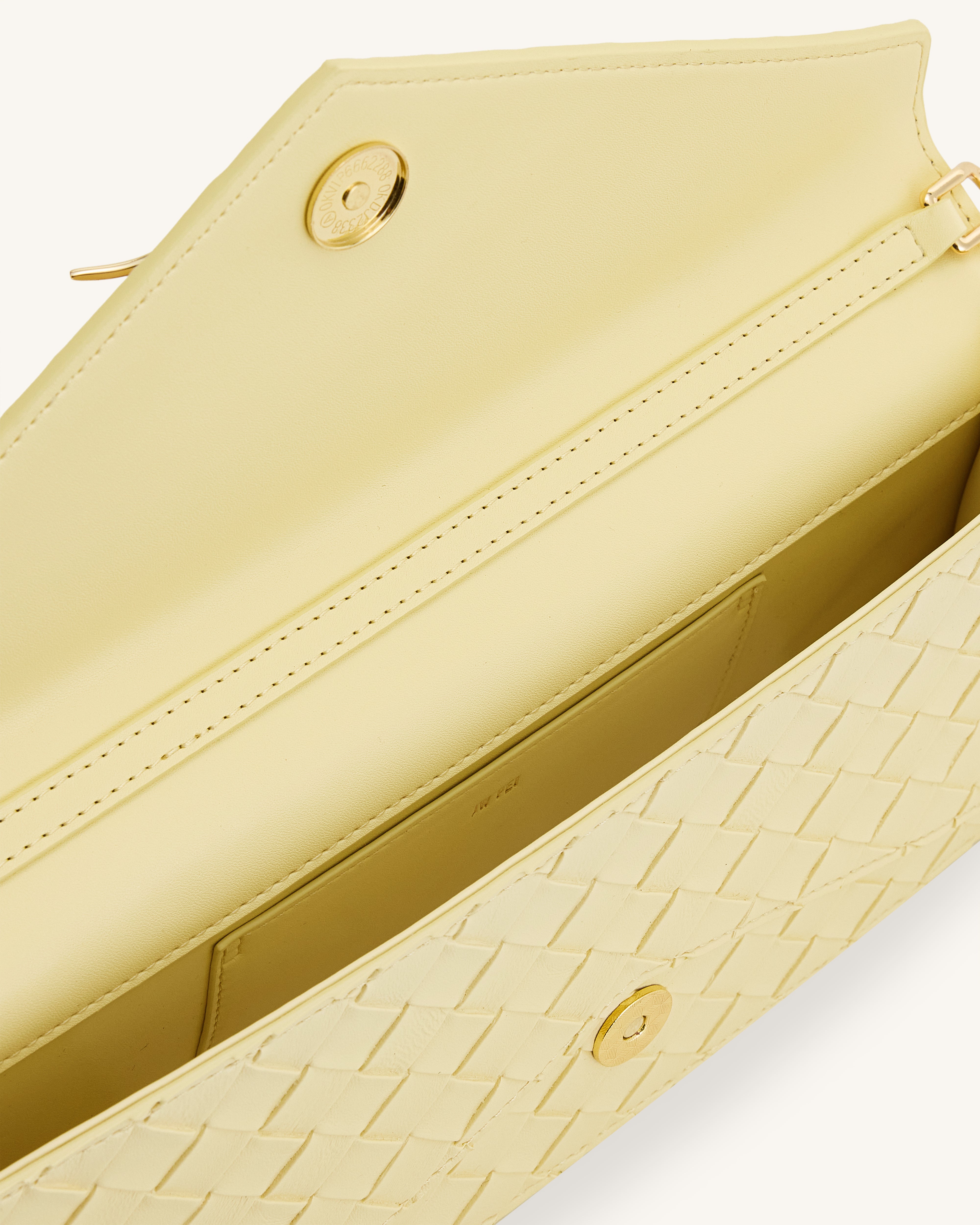 Celeste Woven Textured Envelope Top Handle Bag - Yellow