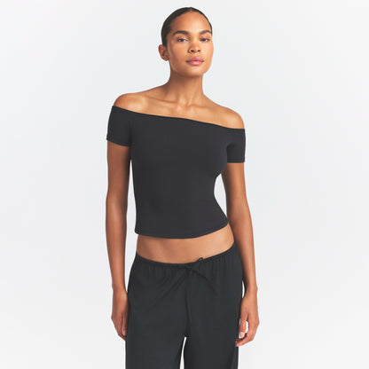 Cotton Jersey Off the Shoulder Top