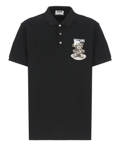 Moschino Black Polo Shirt with Teddy Bear Logo