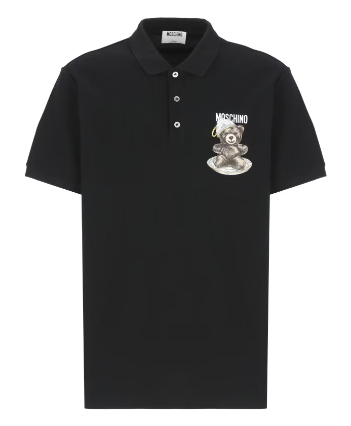 Moschino Black Polo Shirt with Teddy Bear Logo