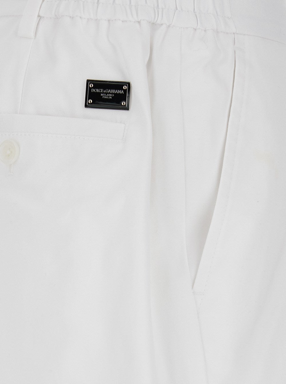 Dolce e gabbana White Five Pocket Pants with Logo Plaque on the Back in Cotton Man