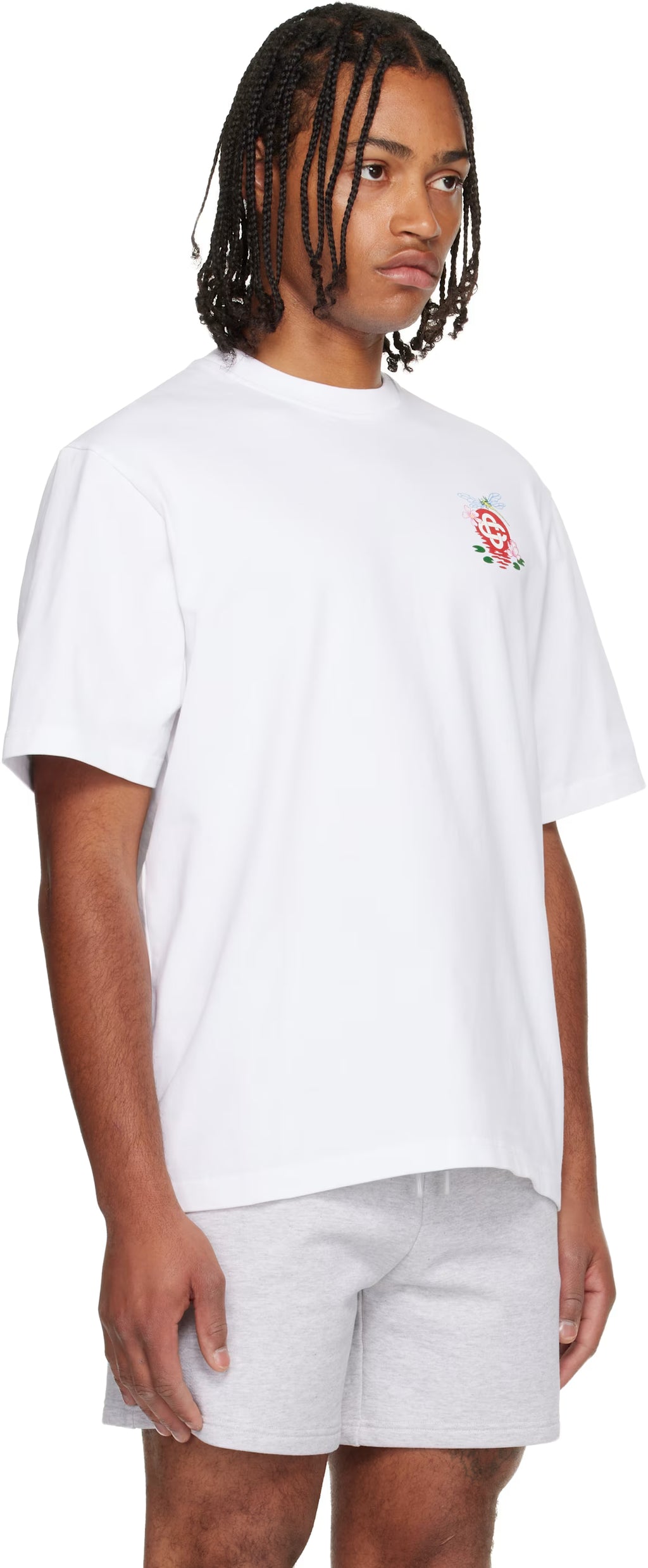 White Dragonfly Floral Oversized Short Sleeve T‑shirt