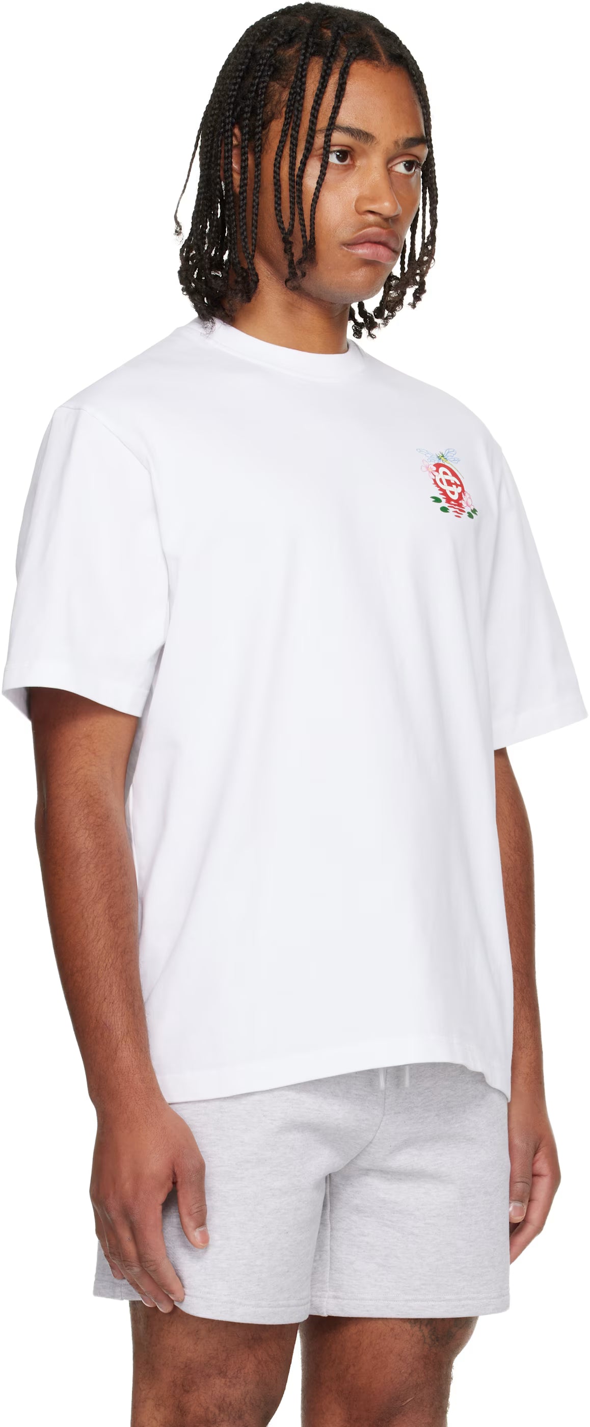 White Dragonfly Floral Oversized Short Sleeve T‑shirt