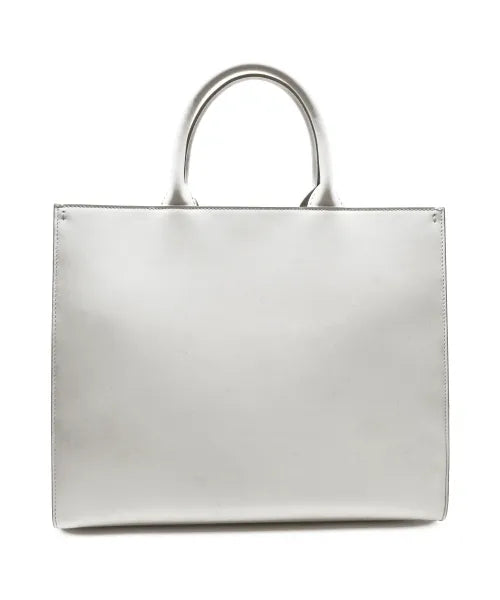 Luxury White Structured DG Logo Medium Tote Bag