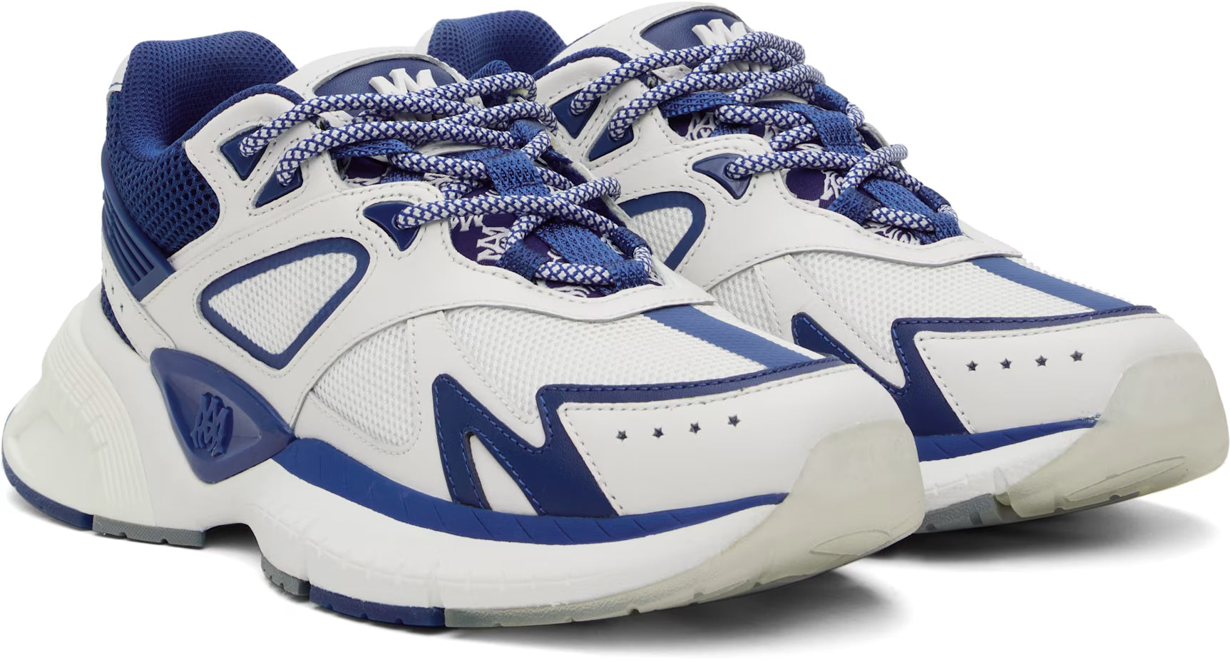 White & Blue 'MA' Runner Sneakers