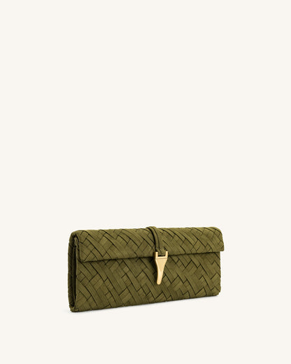Zaria Woven Clutch - Brown
