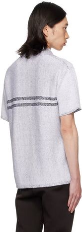 Ferragamo White & Navy Linen Polo