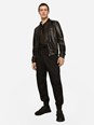 Dolce e gabbana Black Jacket with Metal Logo Patch on the Chest in Leather Man