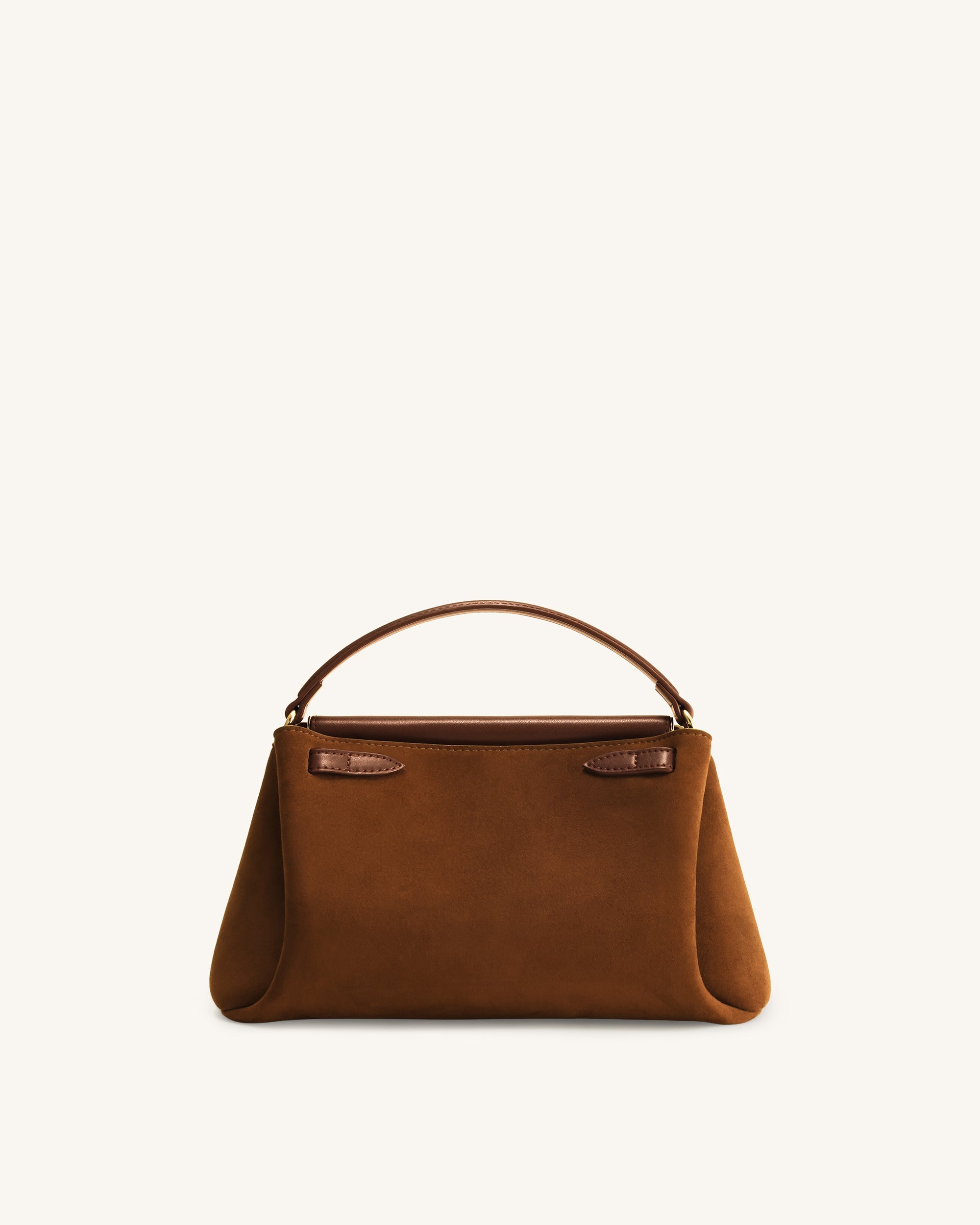 Carmen Faux Suede Top Handle Bag - Dark Brown